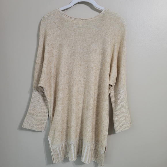 Moth Anthropologie Dolman 3/4 Sleeve Linen Cotton Blend Cream Sweater Size Large - Picture 6 of 7